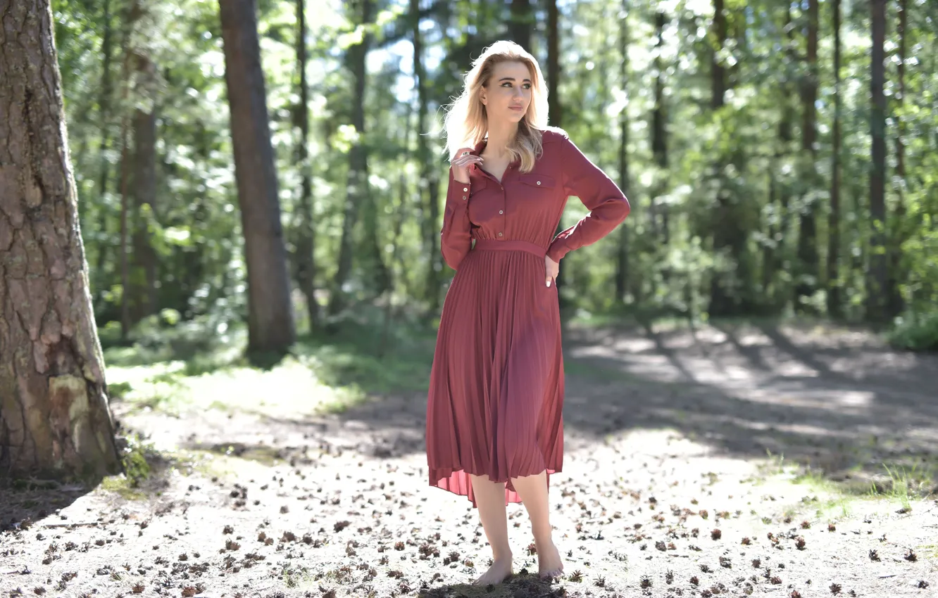 Фото обои forest, trees, nature, model, countryside, gorgeous, photoshoot, posing