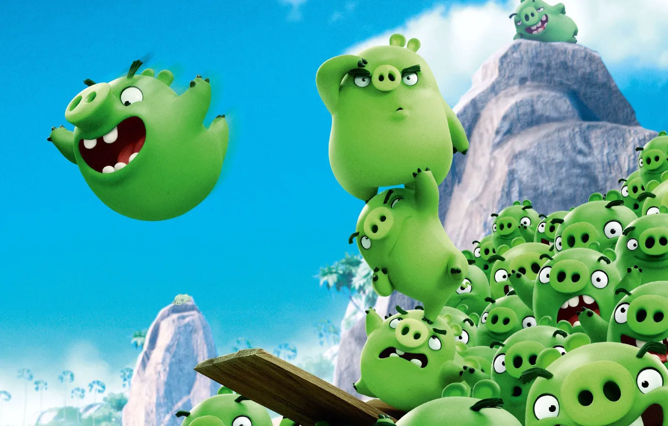 Фото обои green, cinema, game, movie, film, animated film, Angry Birds, Bad Piggies