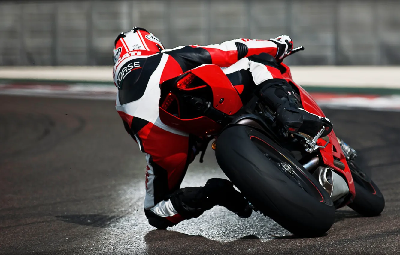 Фото обои трасса, мотоцикл, Ducati, мотоциклист, superbike.дукати, pinigale 1199