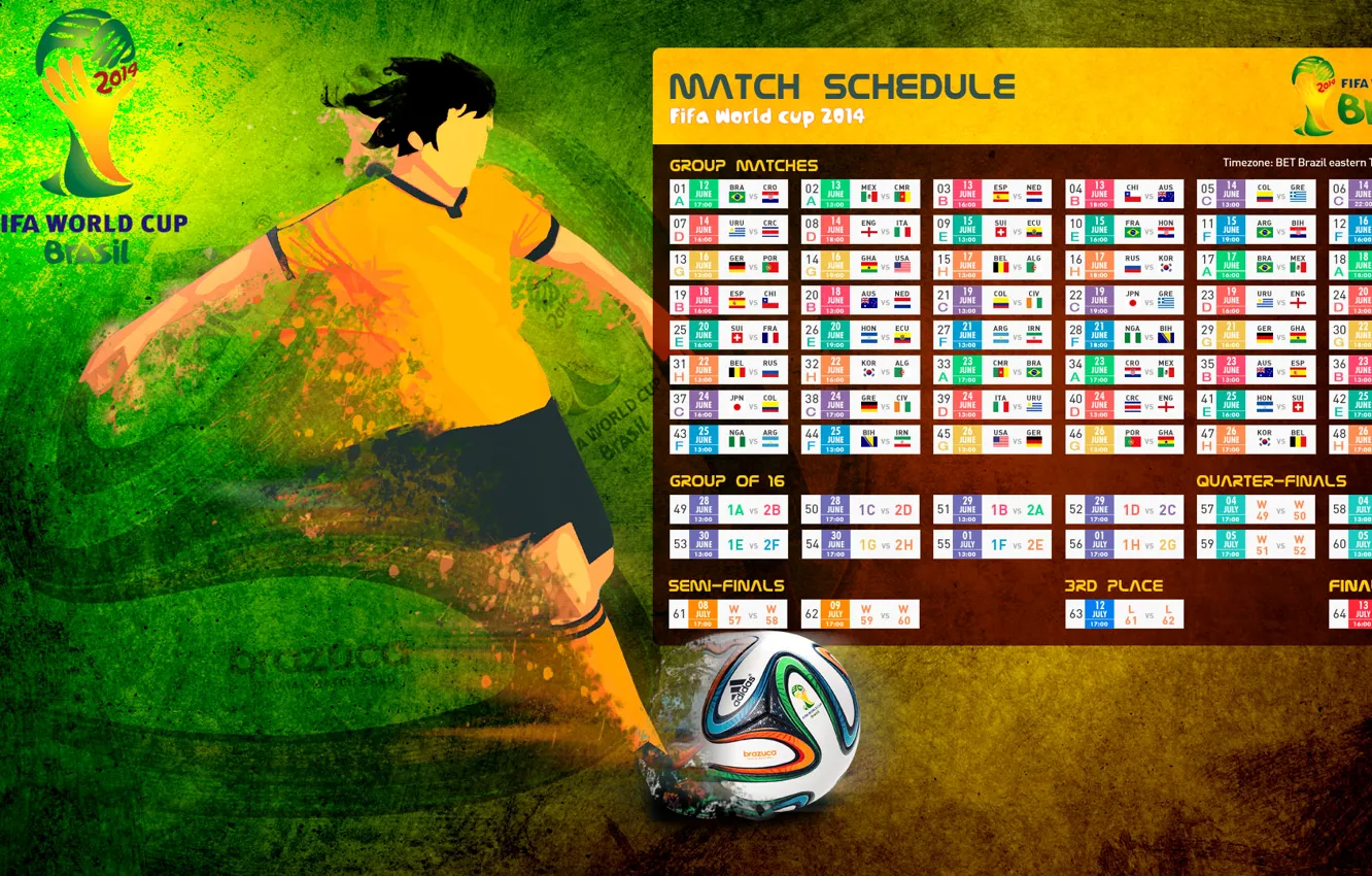 Фото обои футбол, Бразилия, таблица, кубок мира, 2014