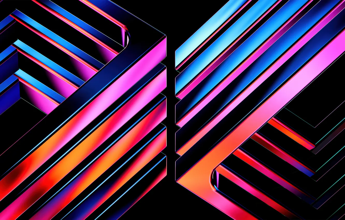 Фото обои линии, абстракция, lines, Neon, неоновый, Futuristic, Футуристический
