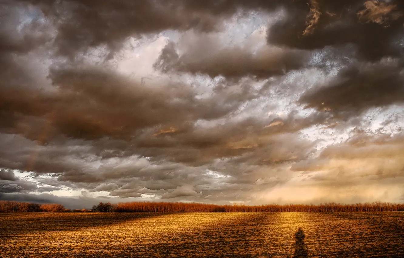 Фото обои облака, Поле, тень