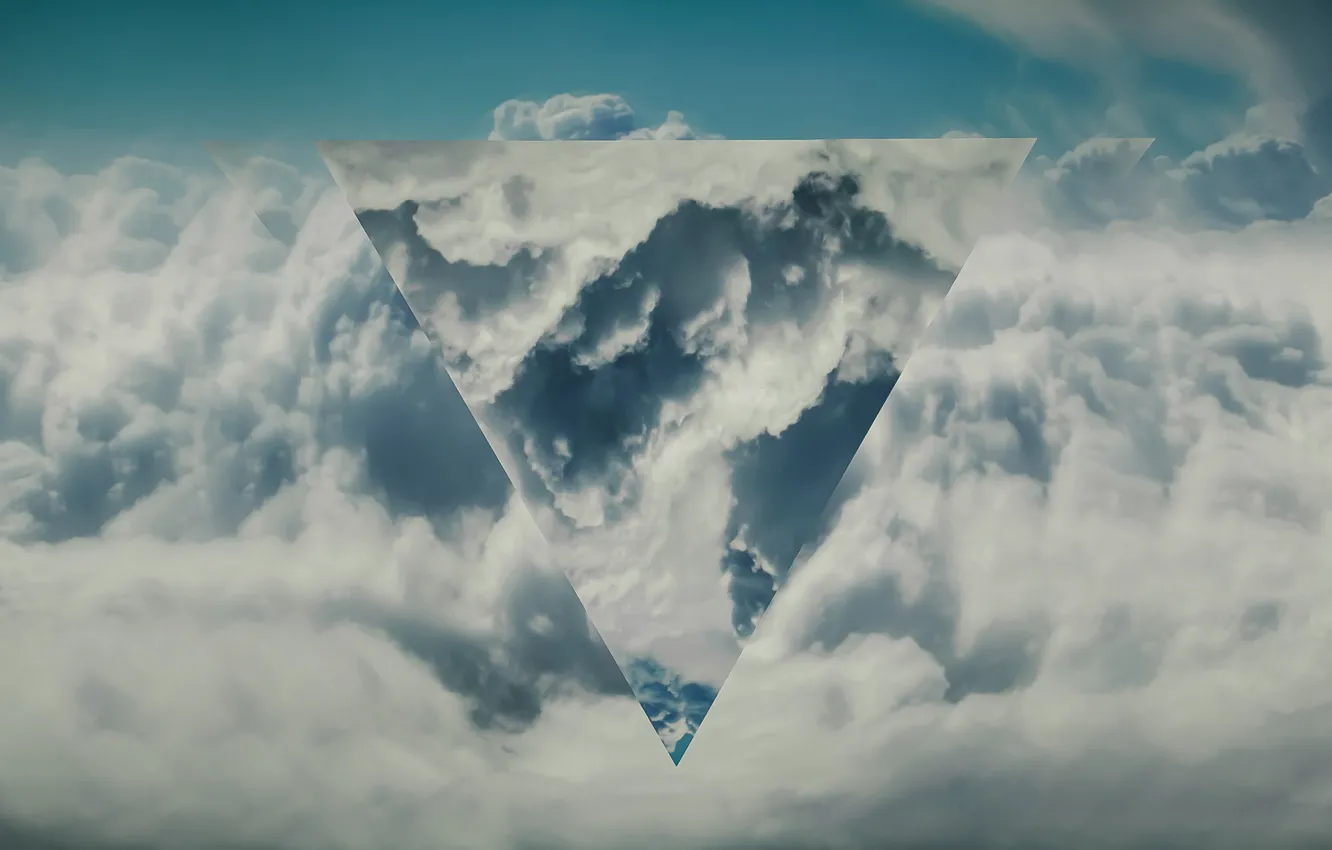 Фото обои небо, облака, абстракция, символ, треугольник