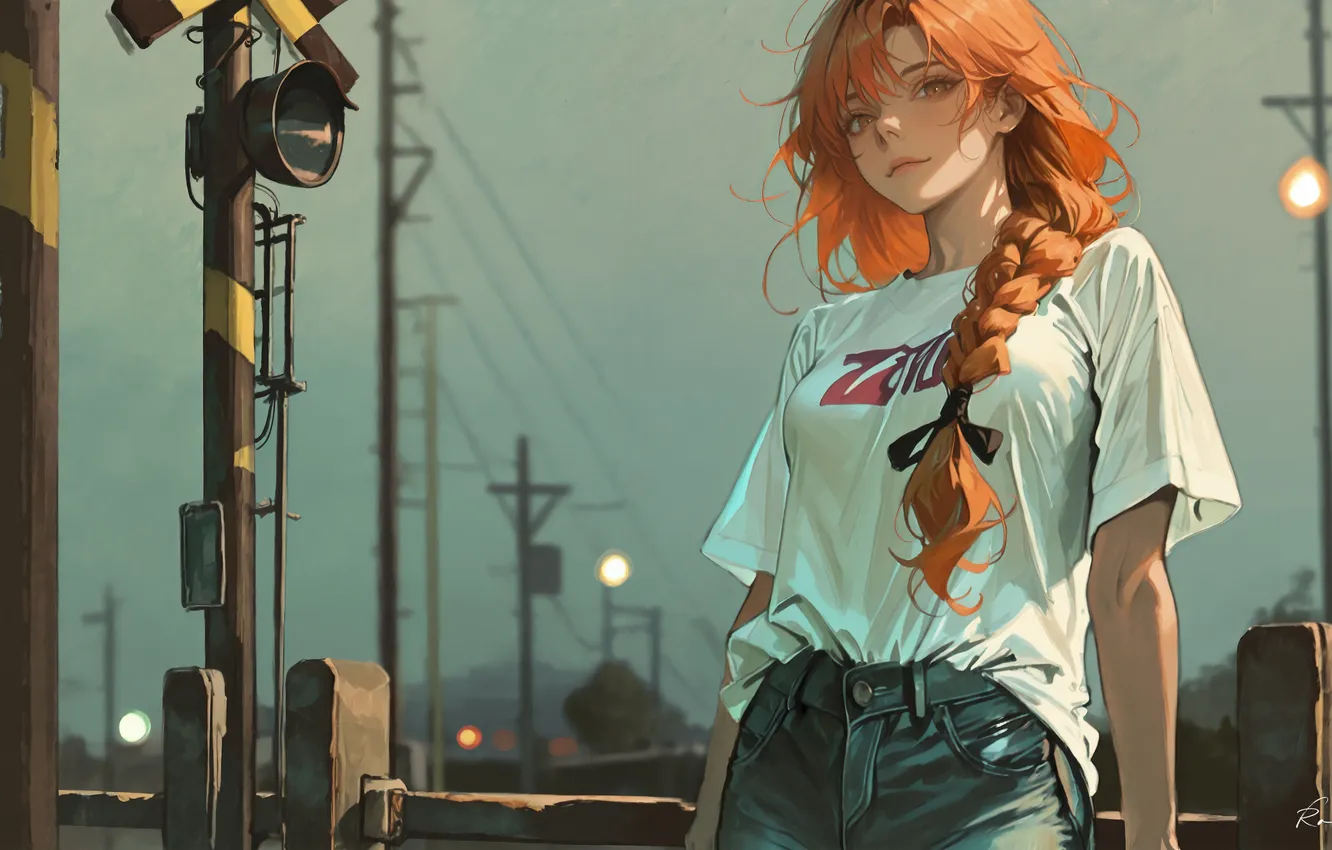 Фото обои girl, anime, urban