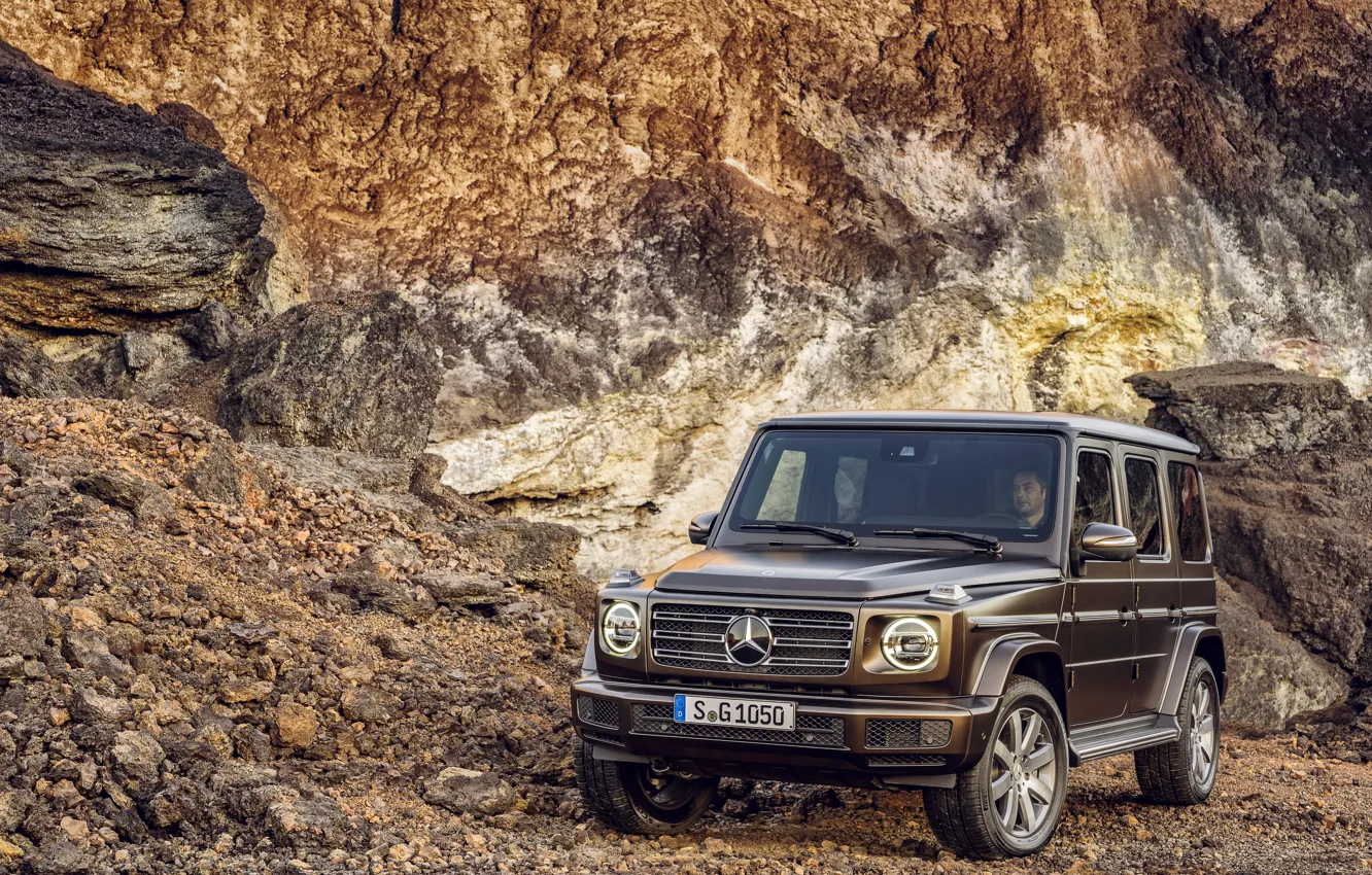 Фото обои камни, Mercedes-Benz, коричневый, 2018, G-Class, карьер