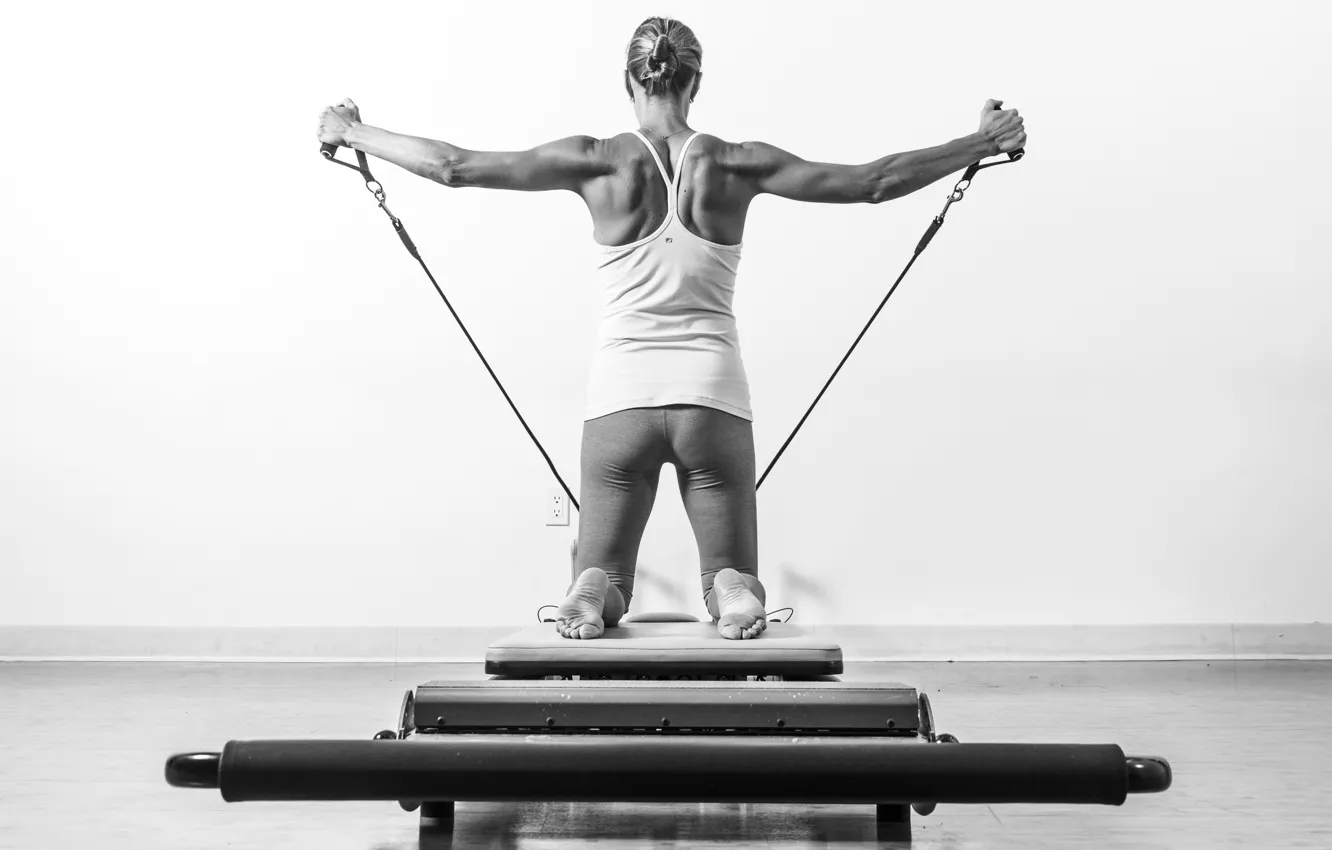 Фото обои white, black, female, pilates