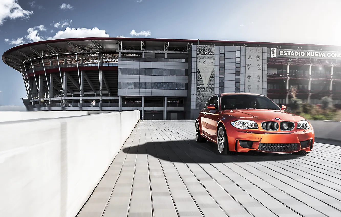 Фото обои оранжевый, бмв, BMW, orange, 1 серия