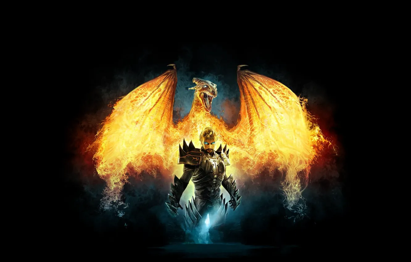 Фото обои дракон, воин, dragon, devinity 2