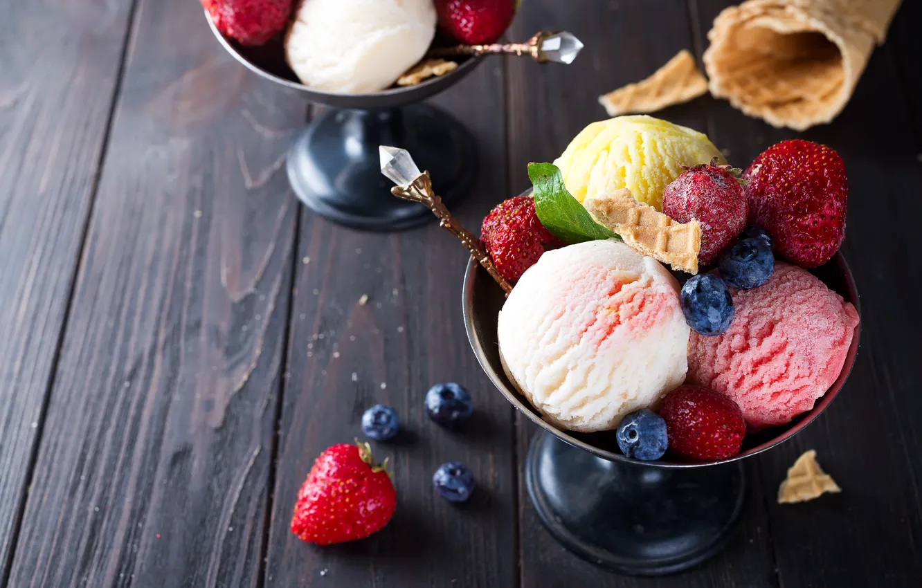 Фото обои ягоды, мороженое, десерт, Myfoodie