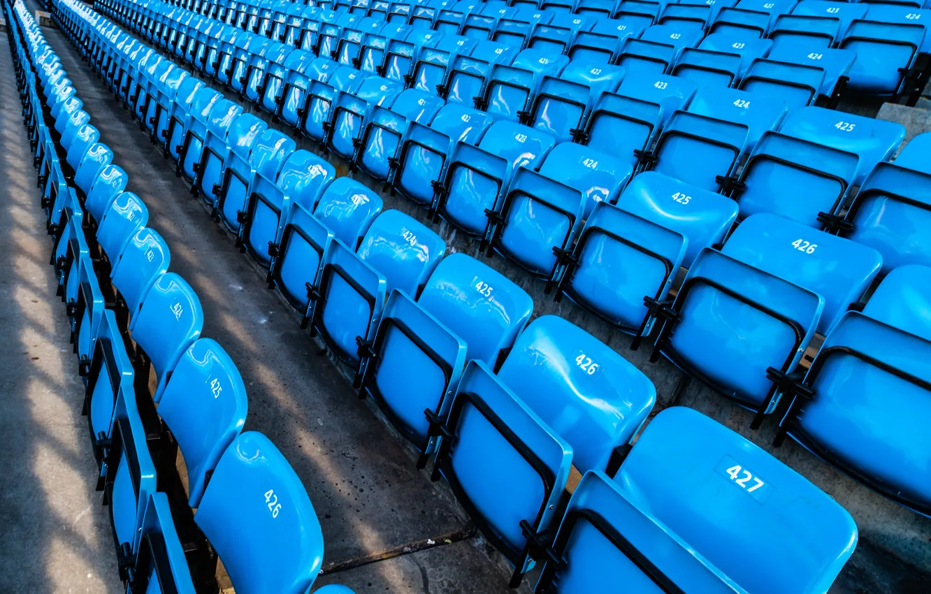Фото обои sport, blue, stadium, numbers, rows, seats