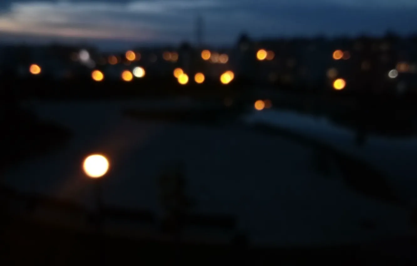 Фото обои Город, фонари ночь, Кемерово, Лесная поляна