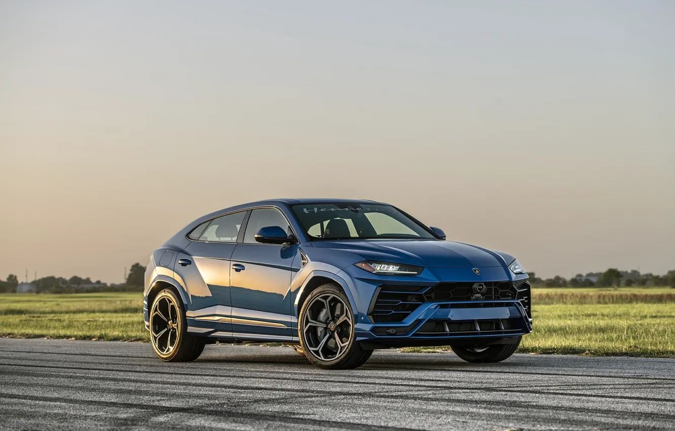 Фото обои Lamborghini, blue, Urus, Hennessey Lamborghini Urus