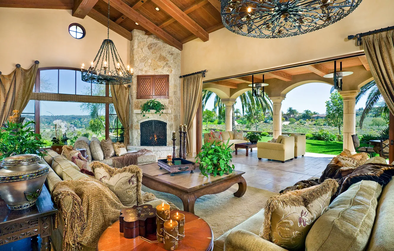 Фото обои california, living room, interior, home, luxury, santa fe
