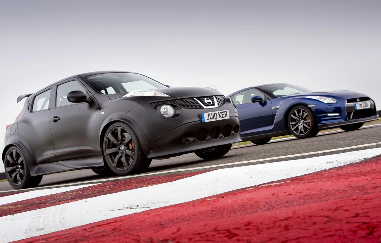 Фото обои синий, чёрный, Prototype, Ниссан, суперкар, Nissan, GT-R, гоночный трек