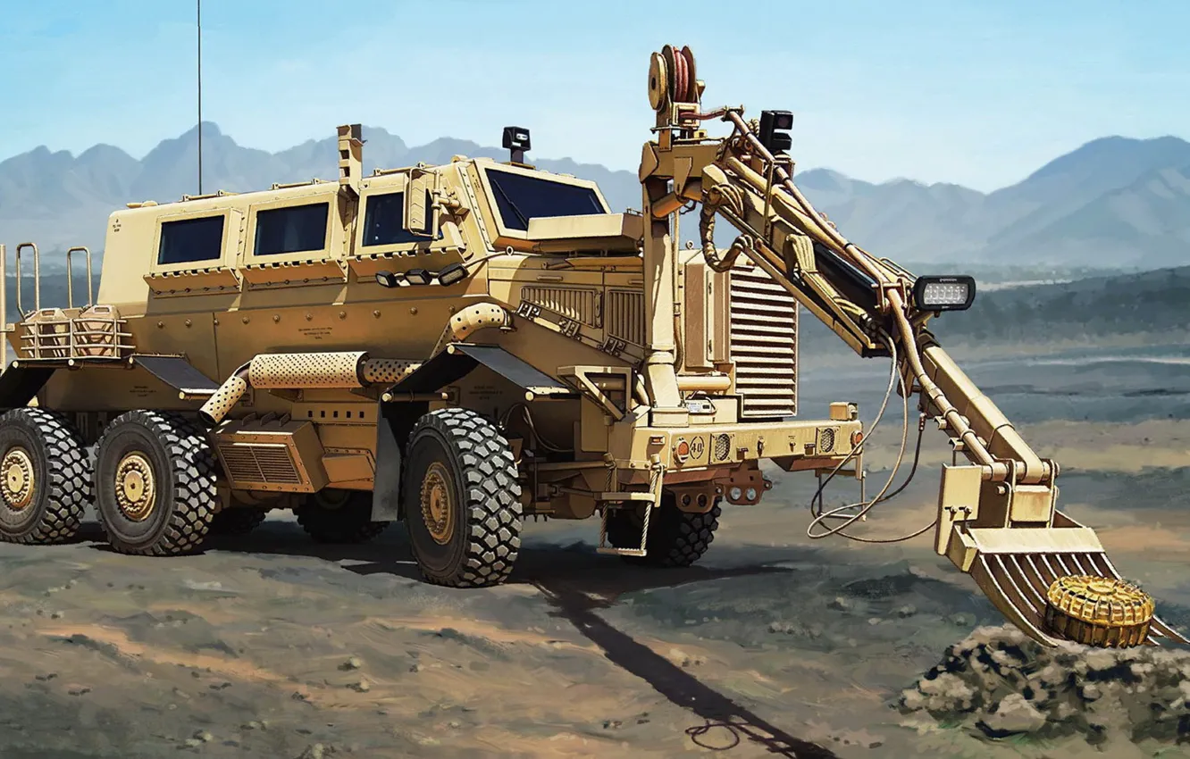 Фото обои бронетранспортёр, MPV, транспорт с противоминной защитой, Buffalo A2, боевая инженерная машина, Mine Protected Vehicle