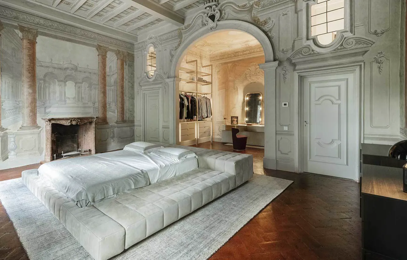 Фото обои стиль, комната, интерьер, камин, спальня, by Sammarroo Architecture Studio, Villa Rinascimentale Sulle Colline di Firenze