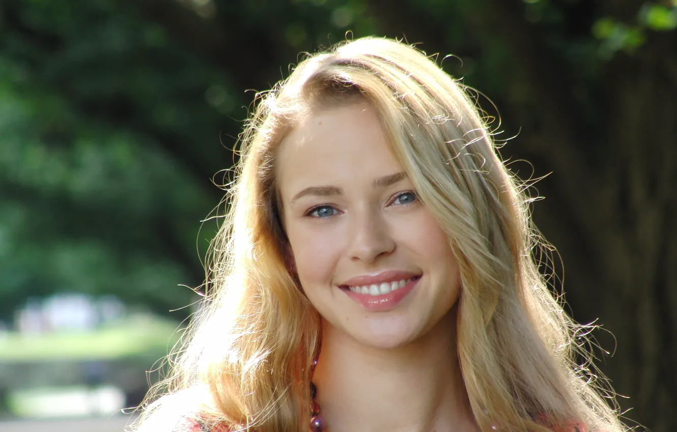 Фото обои девушка, улыбка, блондинка