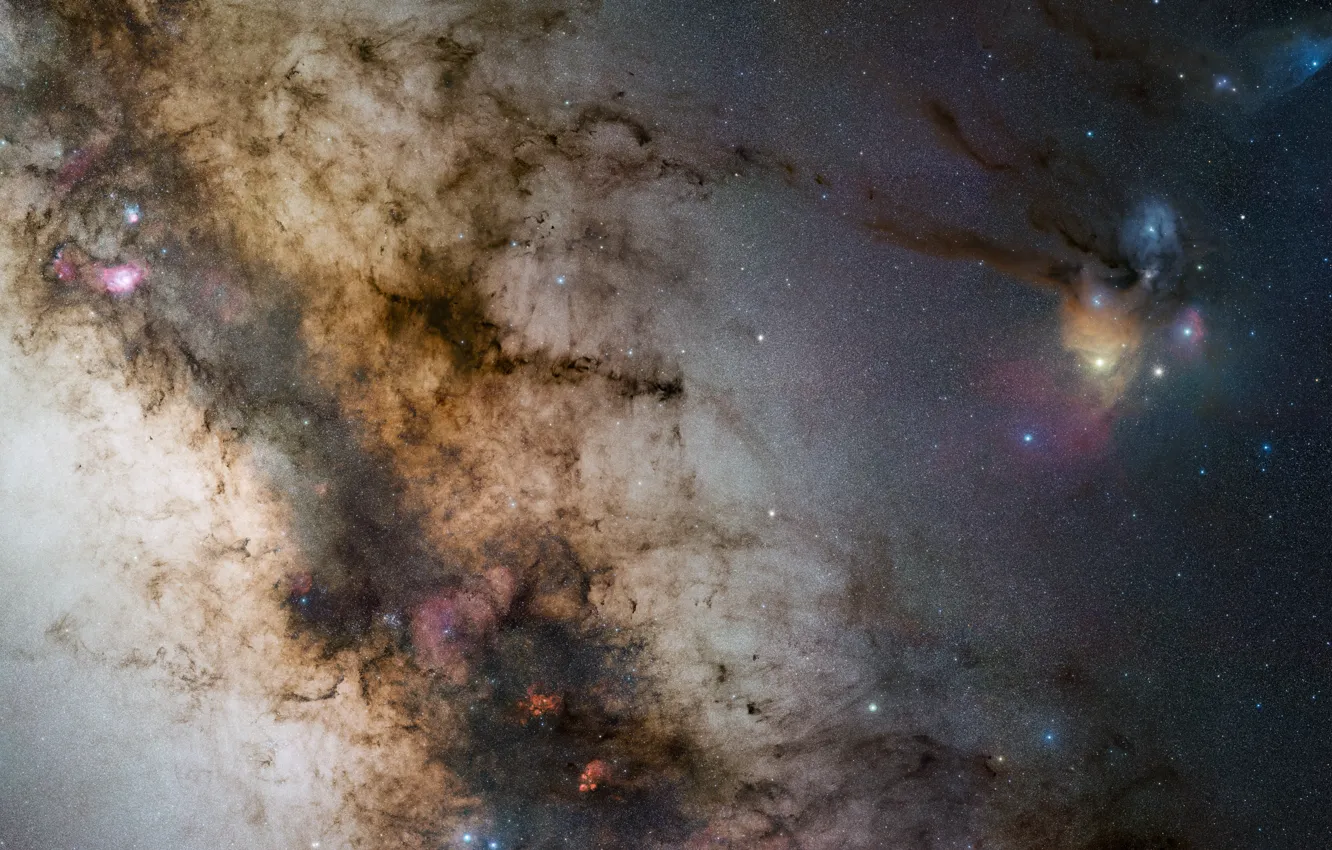 Фото обои звезды, Млечный путь, галактика, stars, Milky Way, galaxy, NGC 6334, NGC 6357