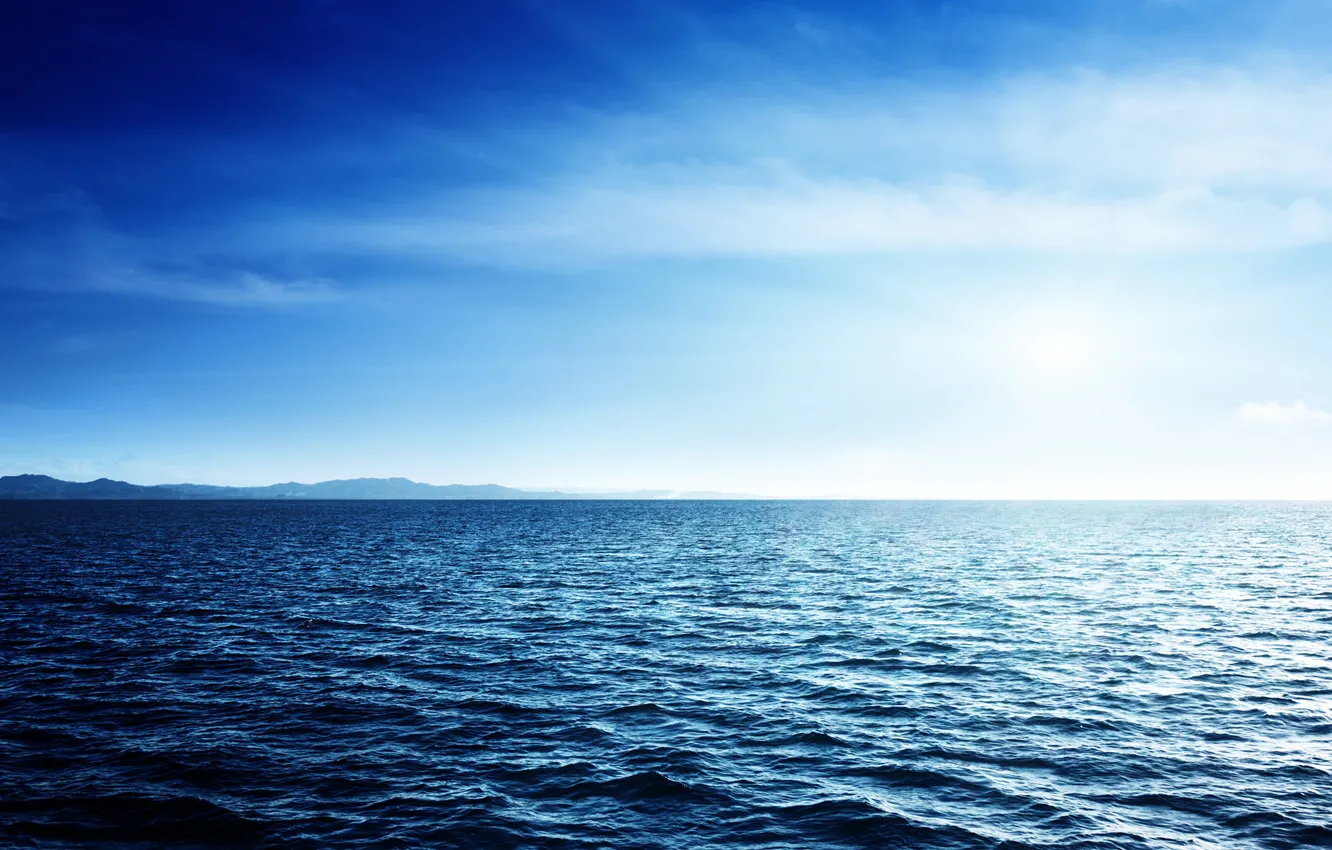 Фото обои море, небо, вода, океан, горизонт