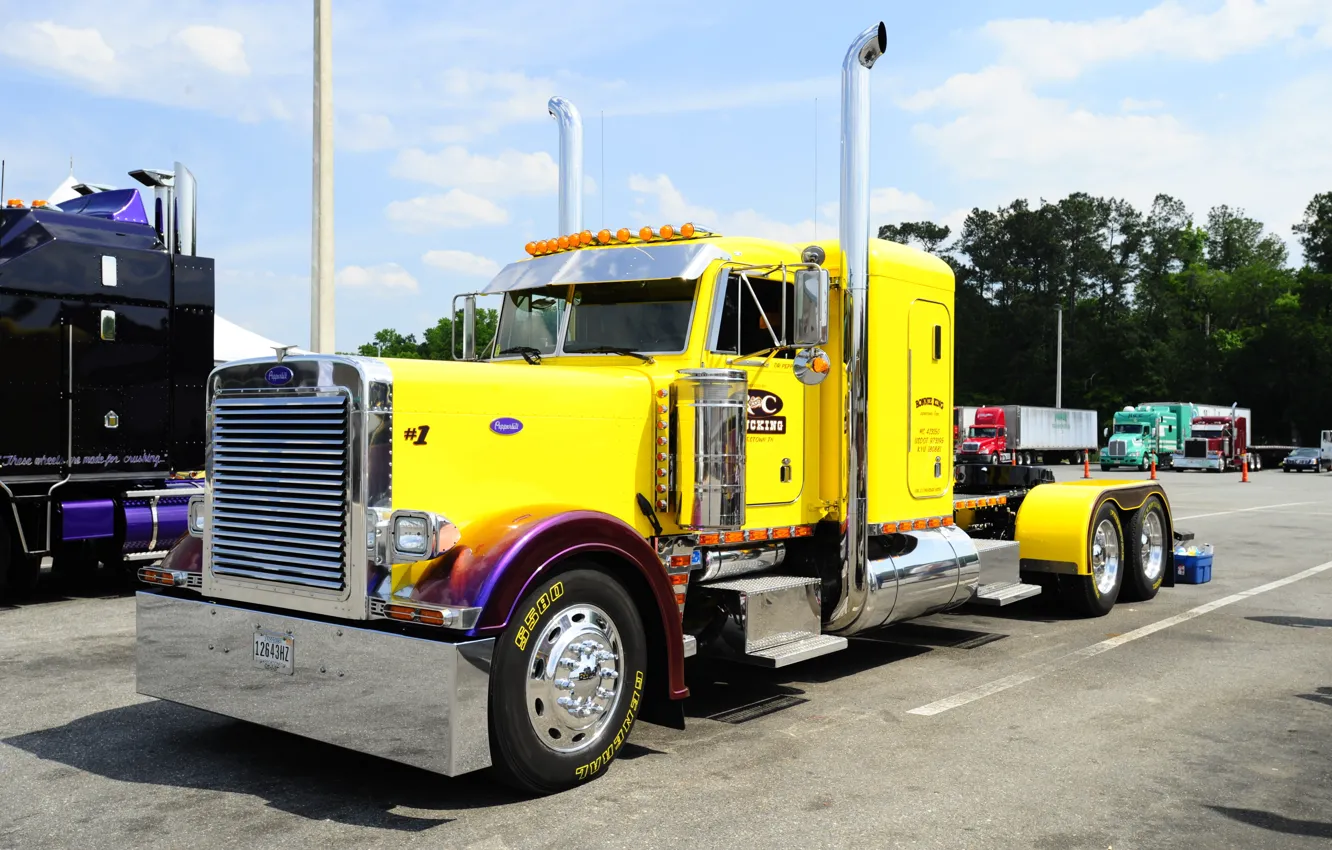 Фото обои Yellow, Truck, Peterbilt, Cool Paint