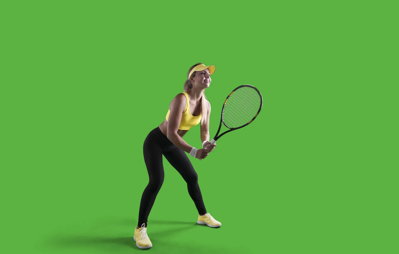Фото обои green, girl, screen, tennis