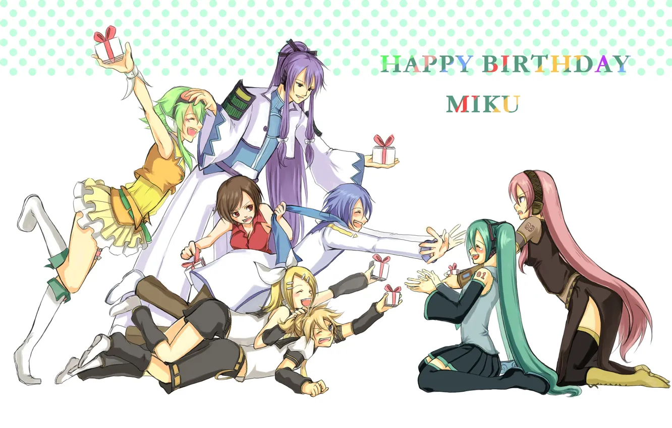 Фото обои день рождения, аниме, арт, Vocaloid, Вокалоид, персонажи