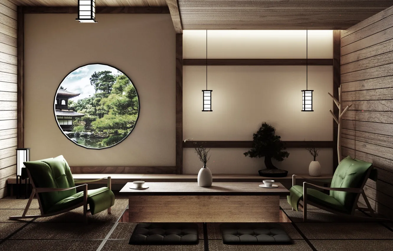 Фото обои комната, интерьер, гостиная, восточный стиль, Asian Zen interior design, Orient style, дизайн Дзен