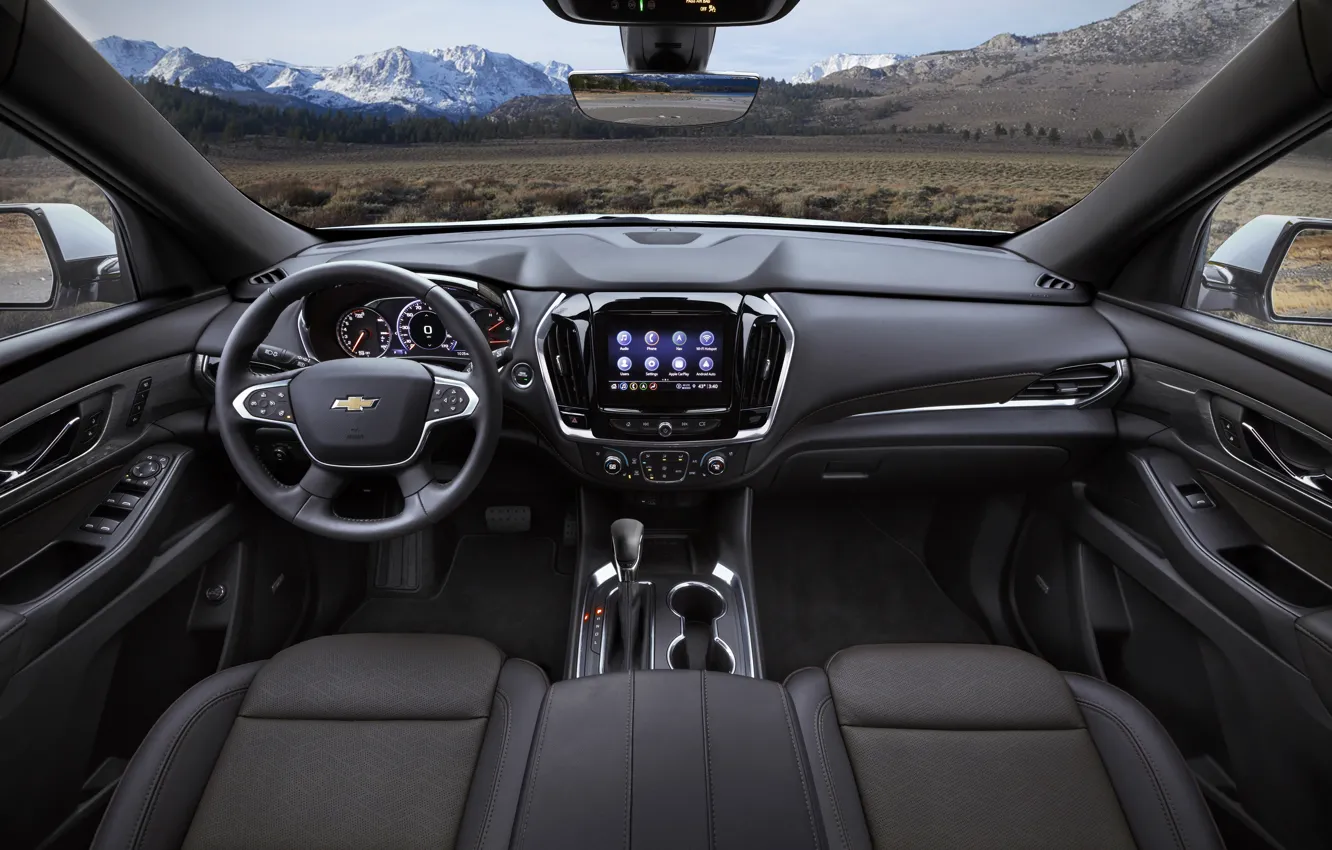 Фото обои горы, Chevrolet, внедорожник, салон, High Country, Traverse, 2021