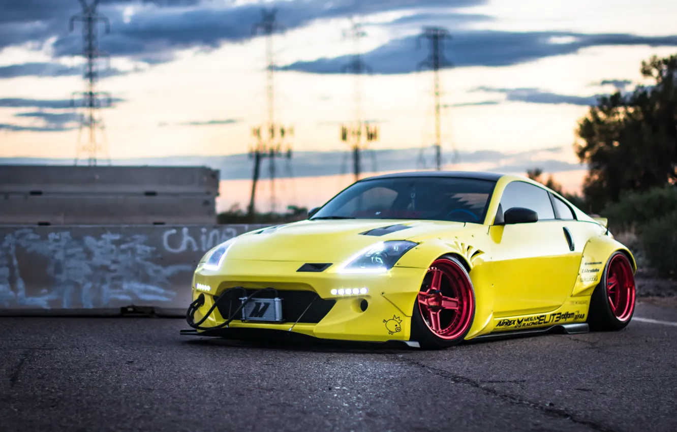 Фото обои car, tuning, stance, nissan 350z, rocket bunny