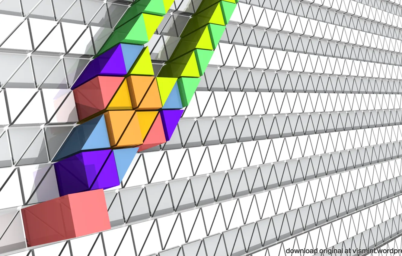 Фото обои abstract, design, style, render, colours, reflection, geometry, tiles