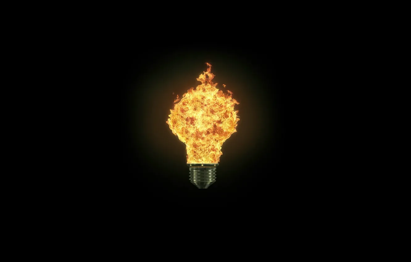 Фото обои light, fire, black, background, lamp