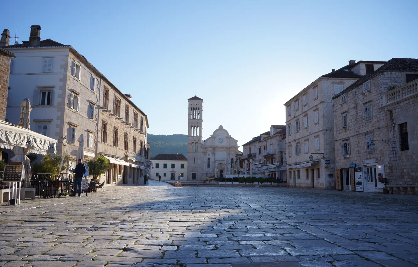 Фото обои город, площадь, Хорватия, Гвар