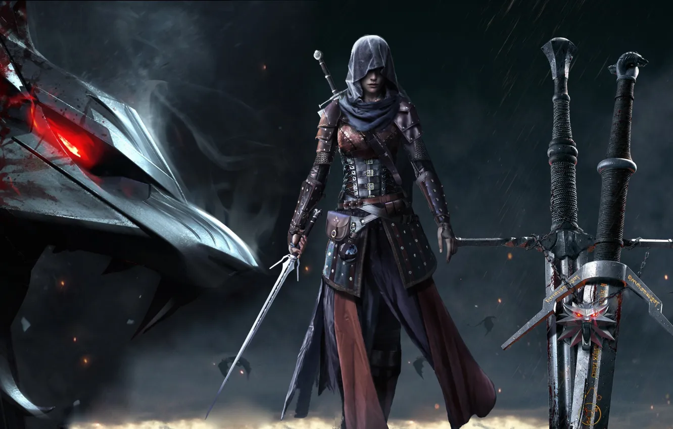 Фото обои Sword, The Witcher 3 Wild Hunt, Ведьмак 3 Дикая Охота, Ласточка, Zirael, Cirilla Fiona Elen …