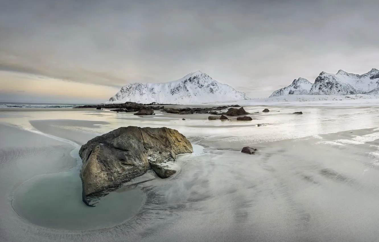 Фото обои море, горы, берег, Norway