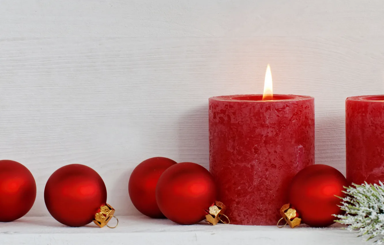 Фото обои шары, свечи, Новый Год, Рождество, merry christmas, decoration, xmas, holiday celebration