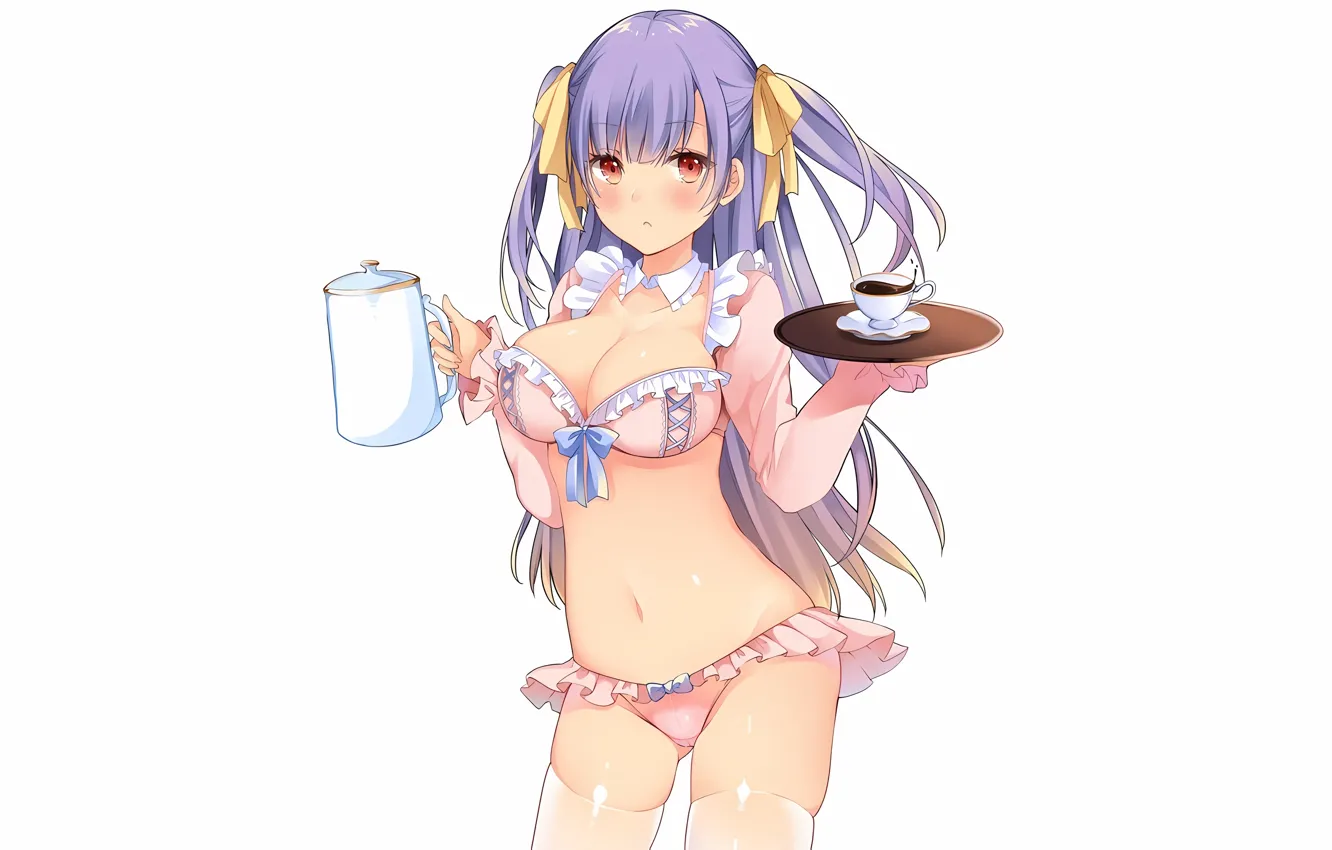 Фото обои girl, sexy, lingerie, pantsu, bra, cleavage, panties, thighhighs