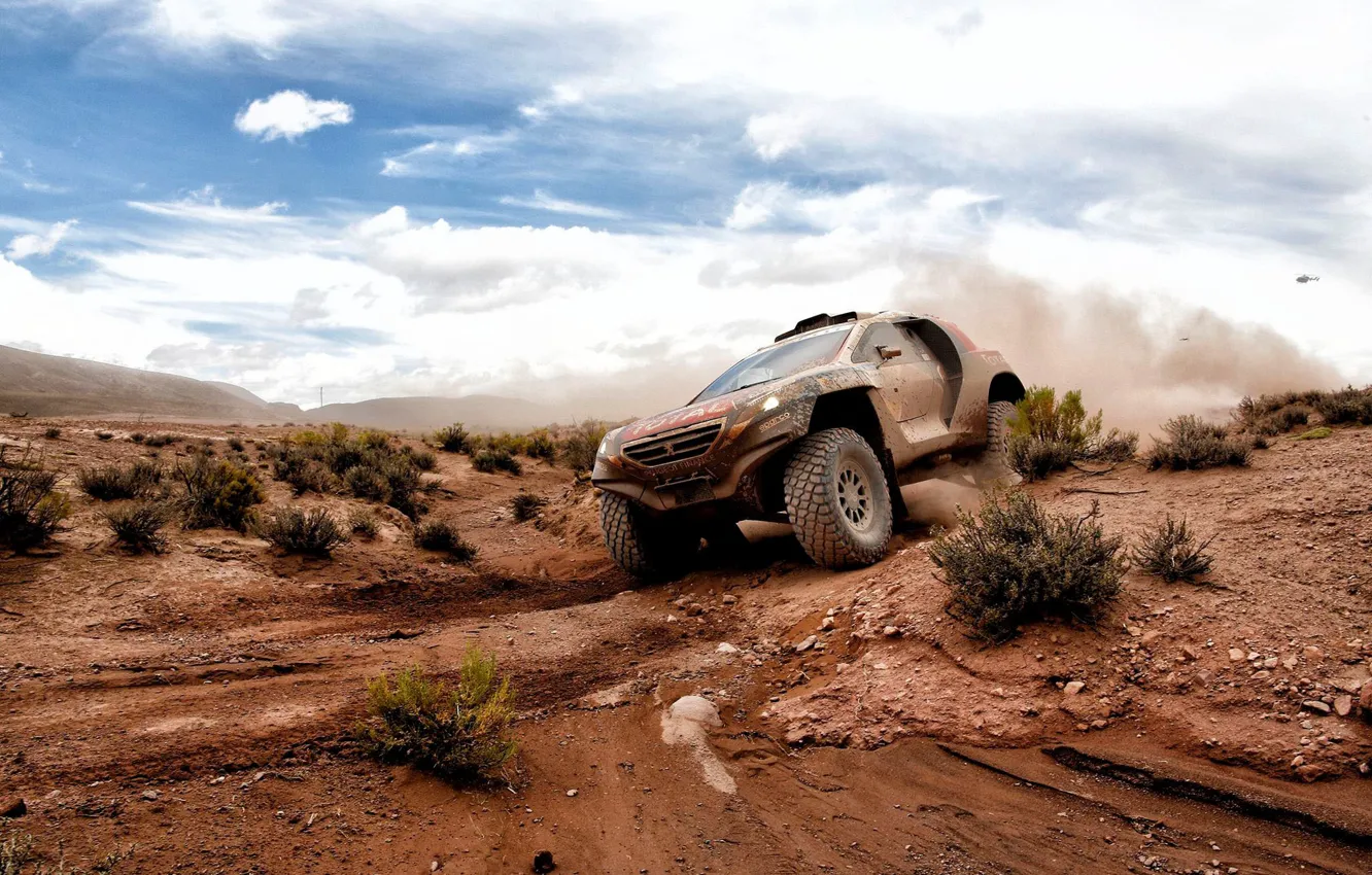 Фото обои пустыня, 2008, Peugeot, Rally, Dakar, DKR, baggy