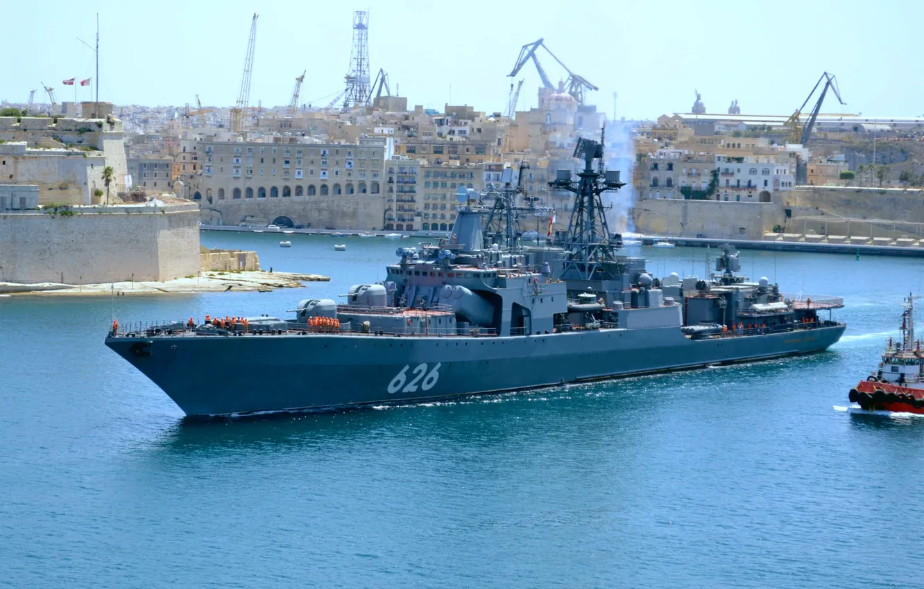 Фото обои Мальта, БПК, визит, проект 1155, Вице Адмирал Кулаков