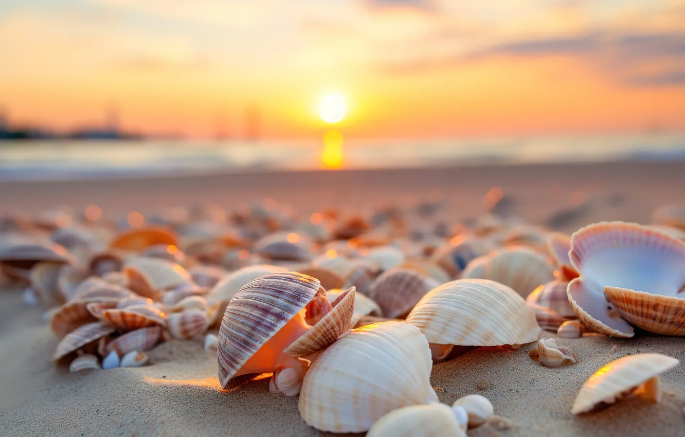 Фото обои песок, море, пляж, звезда, ракушки, beach, sea, sand