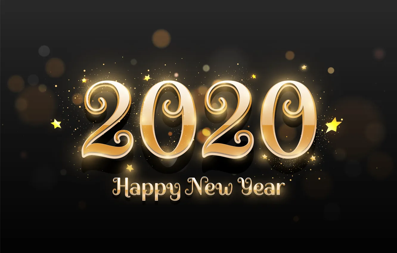 Фото обои фон, золото, надпись, черный, новый год, 2020