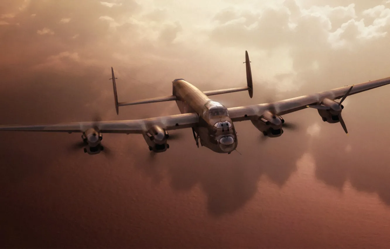 Фото обои war, art, painting, aviation, ww2, Avro Lancaster