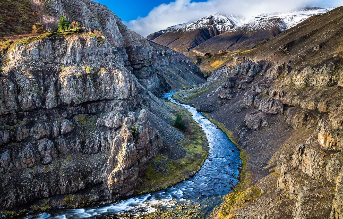 Фото обои горы, природа, река