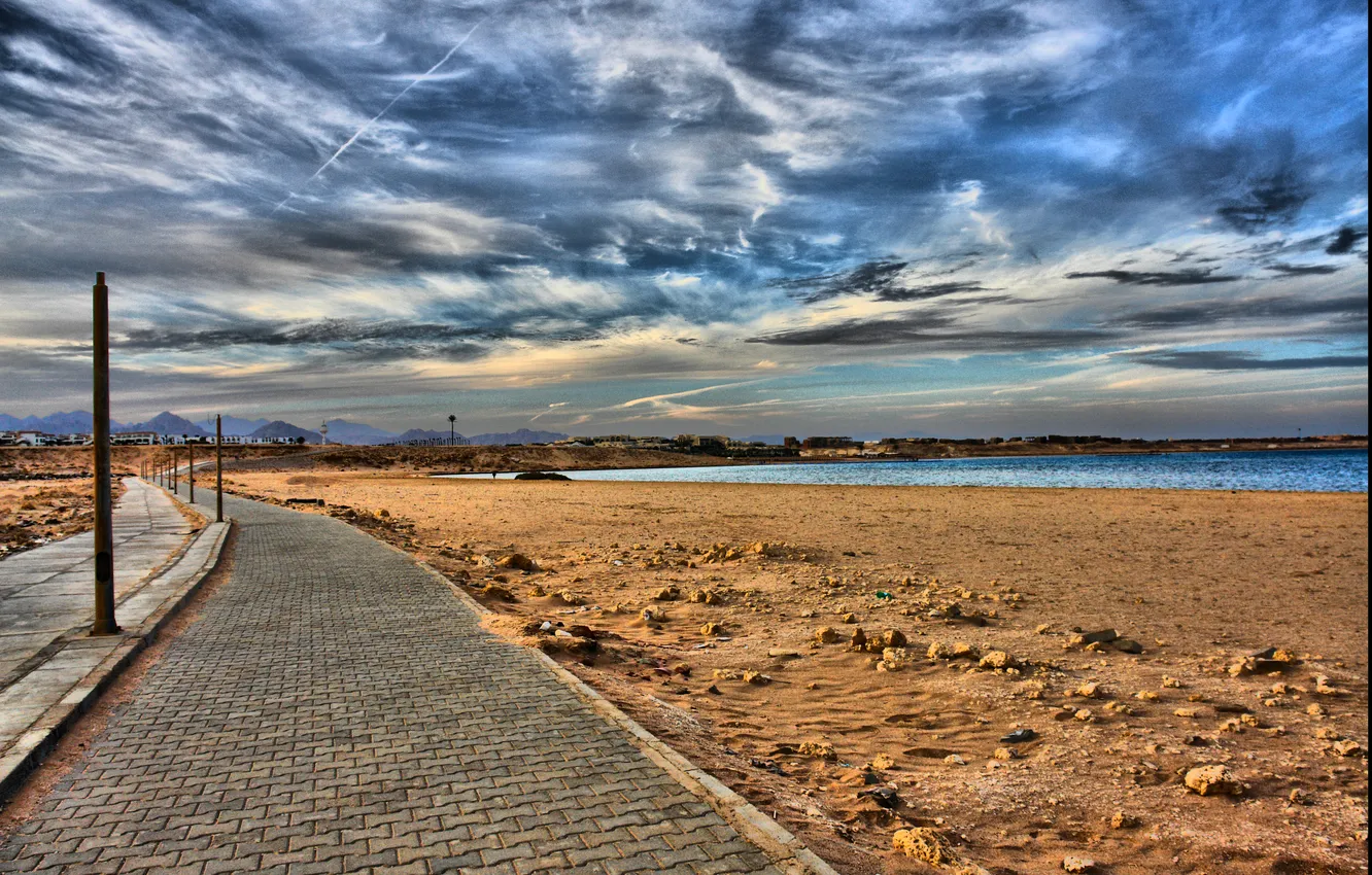 Фото обои море, пустыня, hdr, египет, хдр