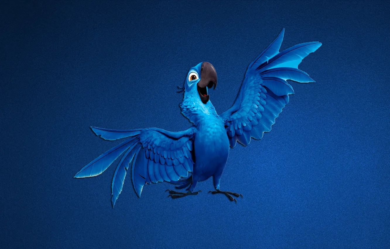 Фото обои синий, минимализм, попугай, рио, rio
