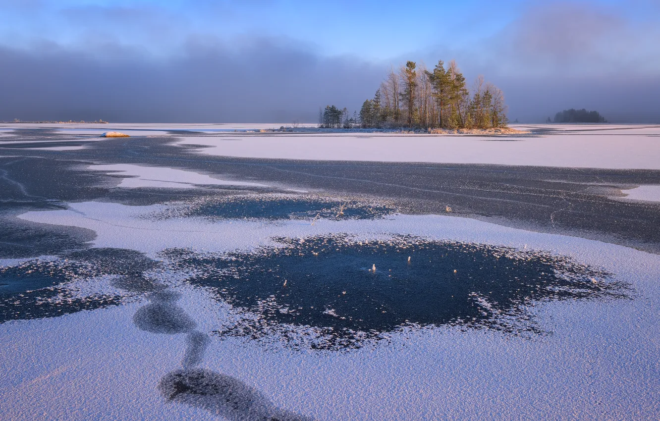 Фото обои ice, snow, frozen lake