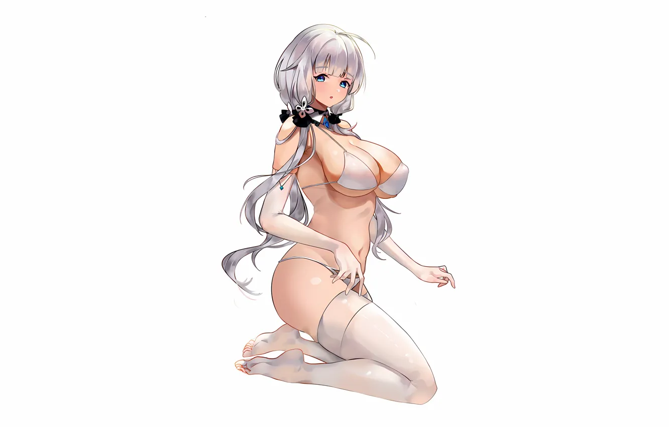 Фото обои girl, sexy, lingerie, pantsu, bra, cleavage, panties, thighhighs