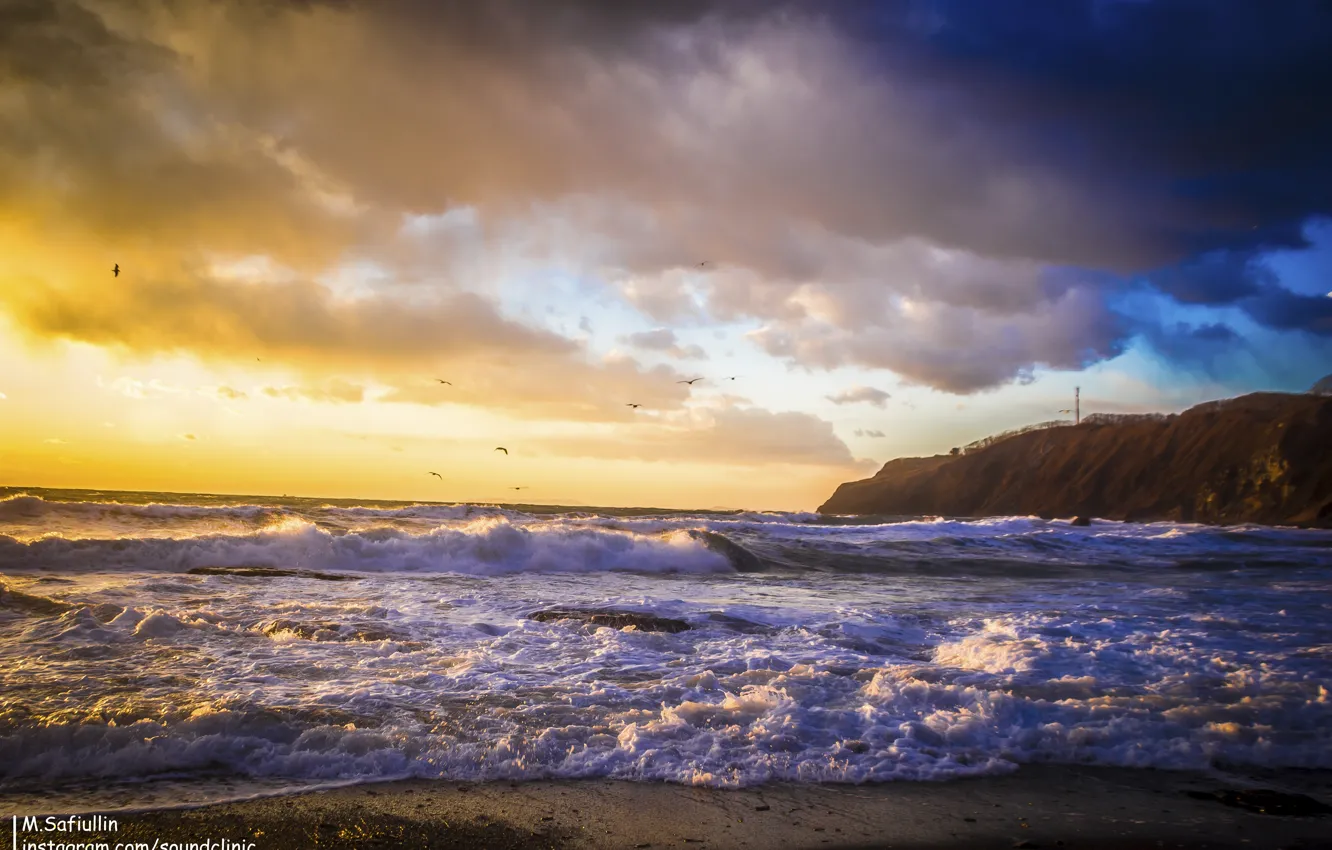 Фото обои закат, находка, январь, приморье, впечатляющий, японское море