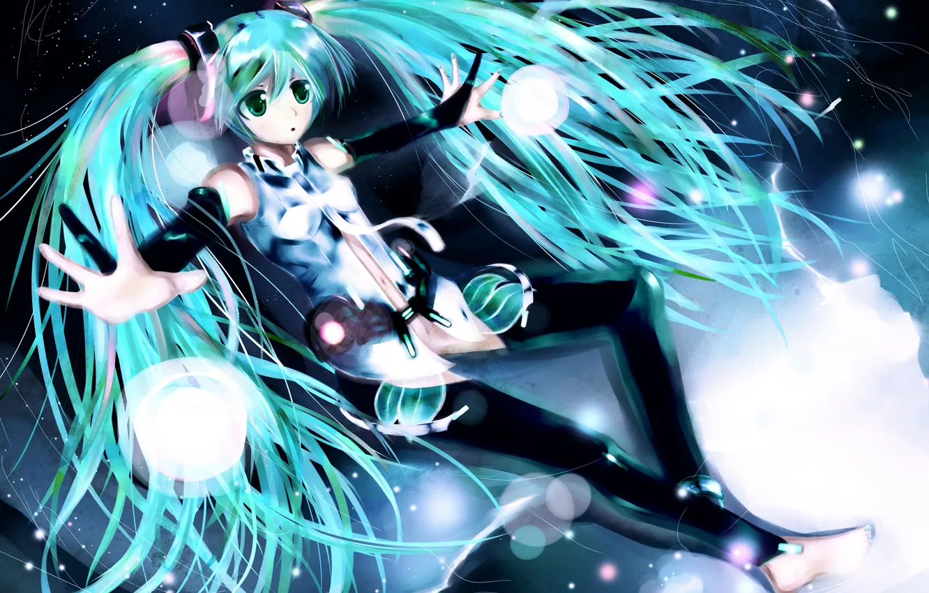 Фото обои девушка, звезды, арт, vocaloid, hatsune miku, вокалоид, miku append, shino