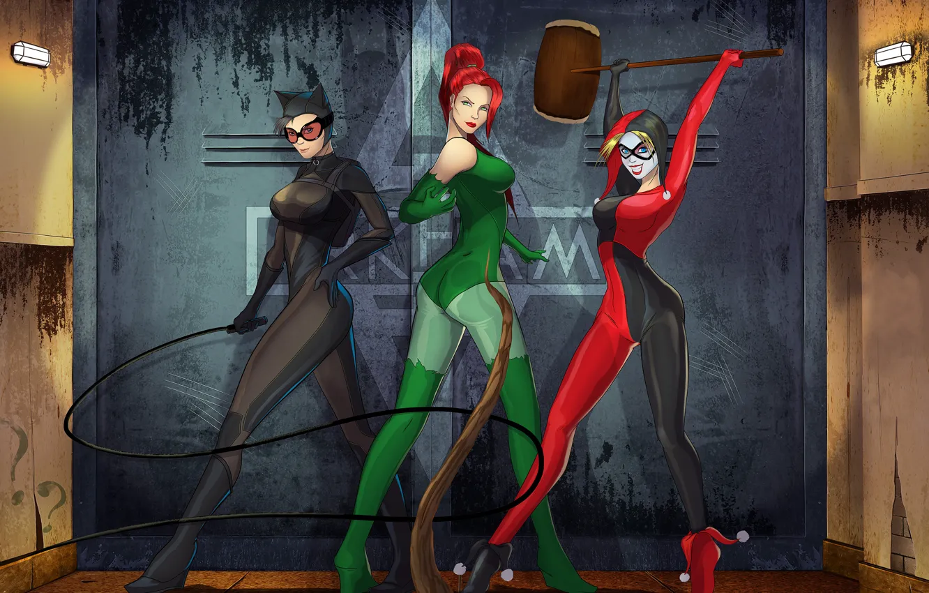 Фото обои batman, dc comics, catwoman, poison ivy, harley quinn, Gotham City Sirens