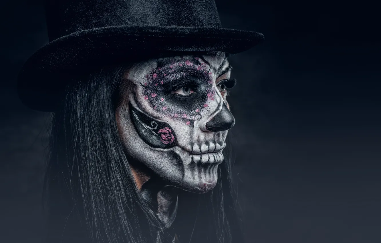 Фото обои woman, makeup, hatter, day of the dead
